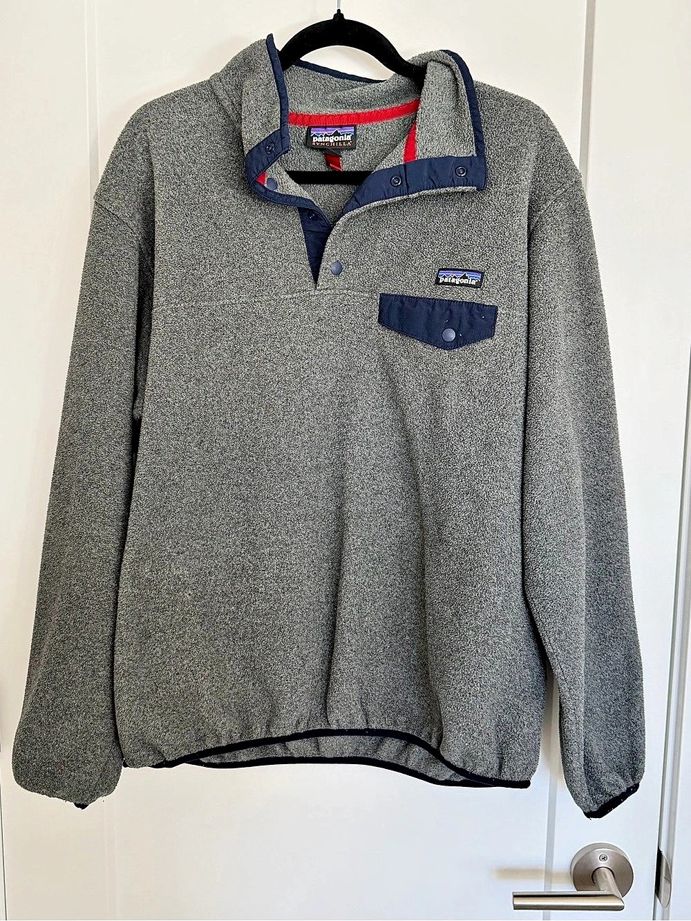 Patagonia Synchilla Snap-T Pullover Snap-T Fleece Pullover Gray & Blue Women XL